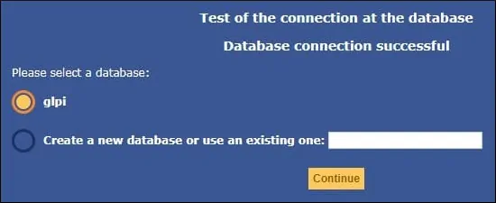 GLPI Database installation