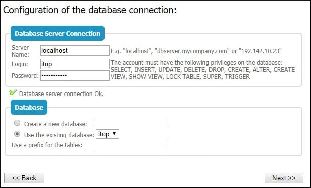 iTOP Database Installation